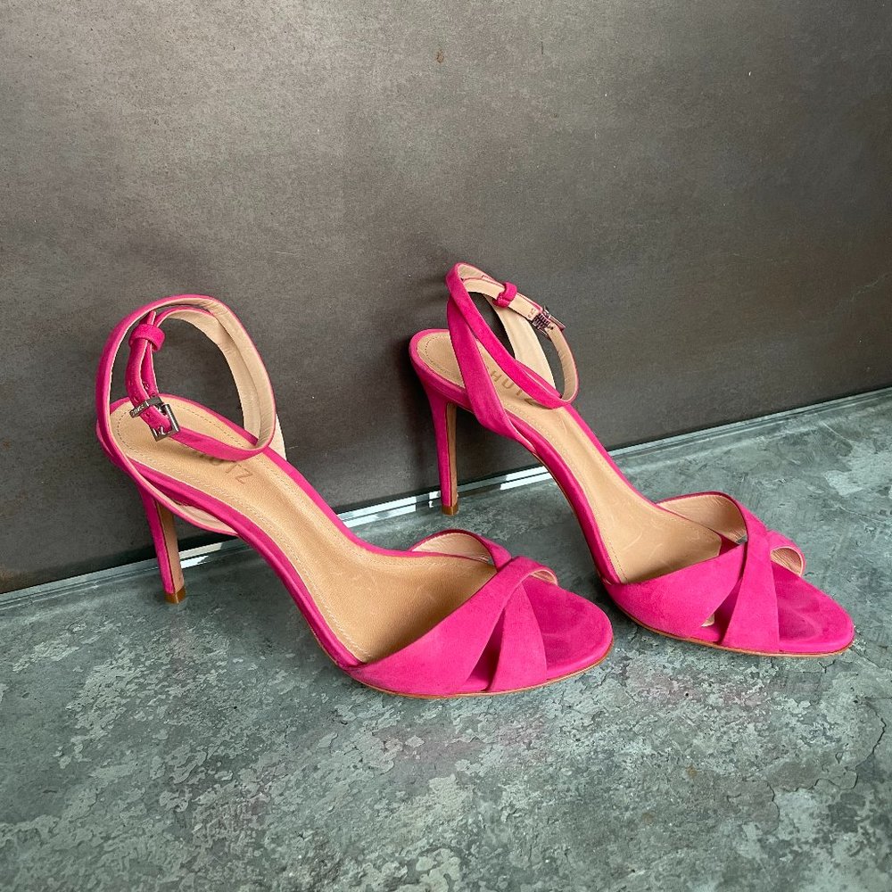 Schutz Hot Pink Suede Strappy Heel